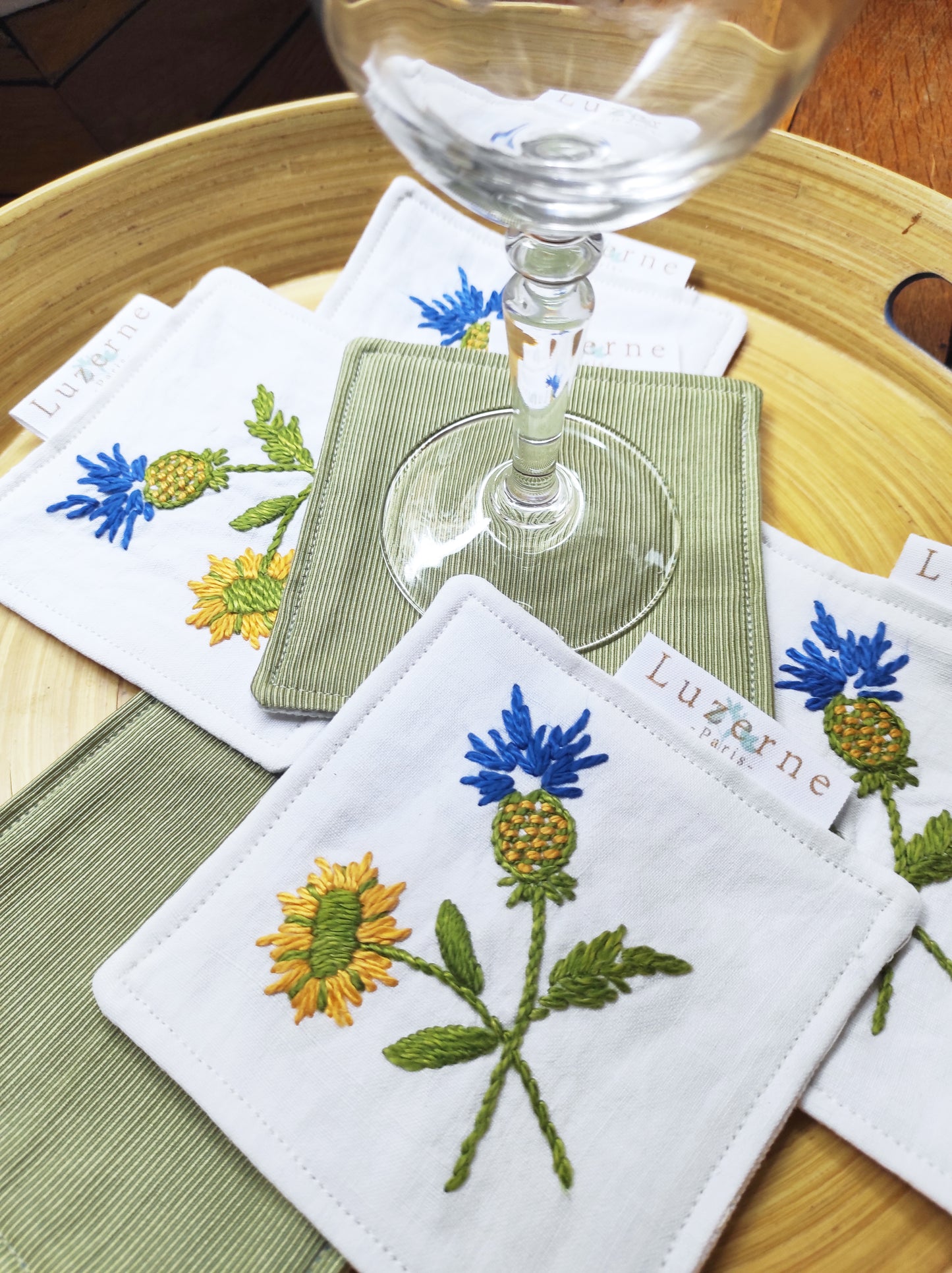 Six dessous de verre Bleuets
