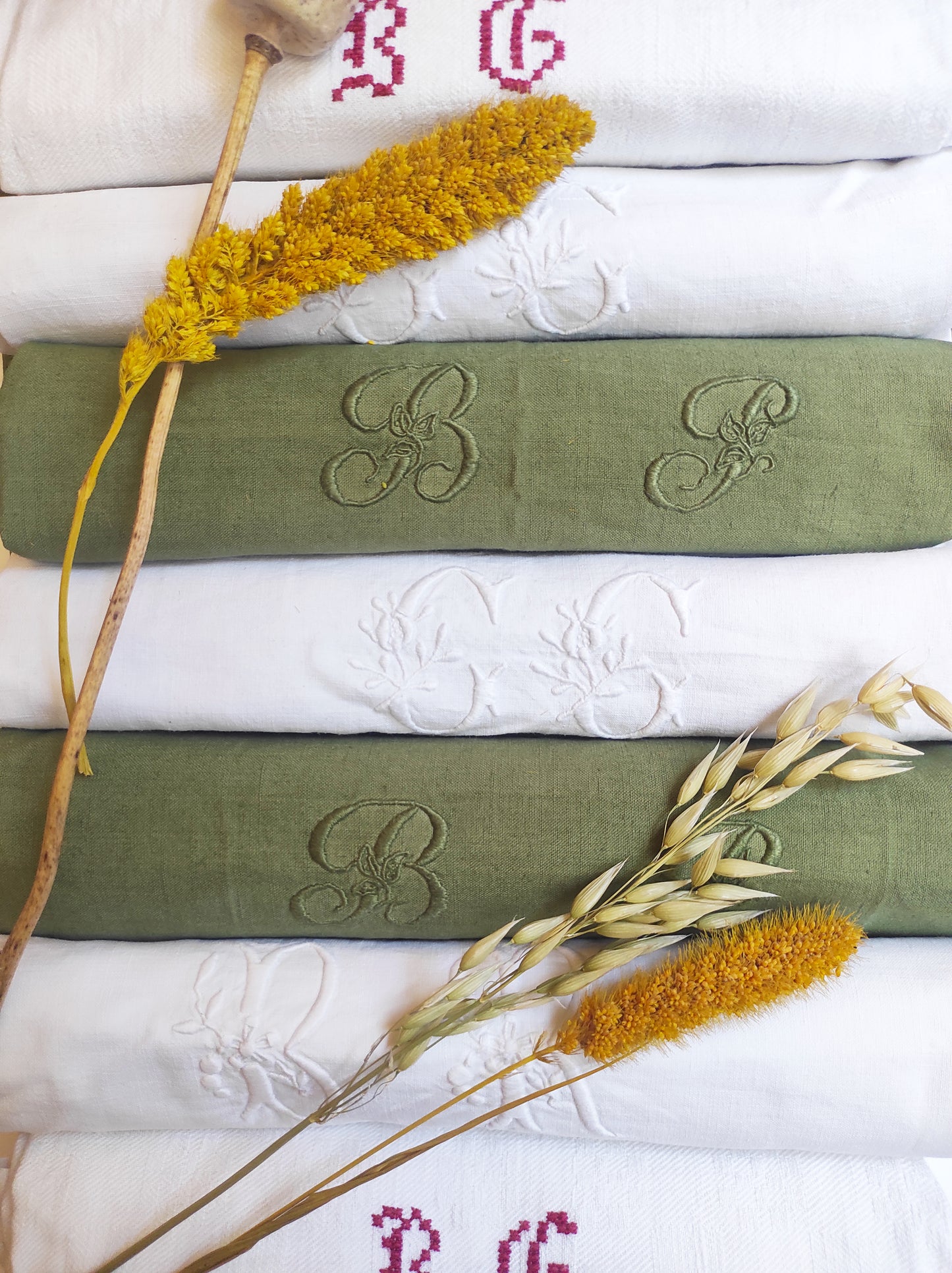 Torchon blanc monogrammé