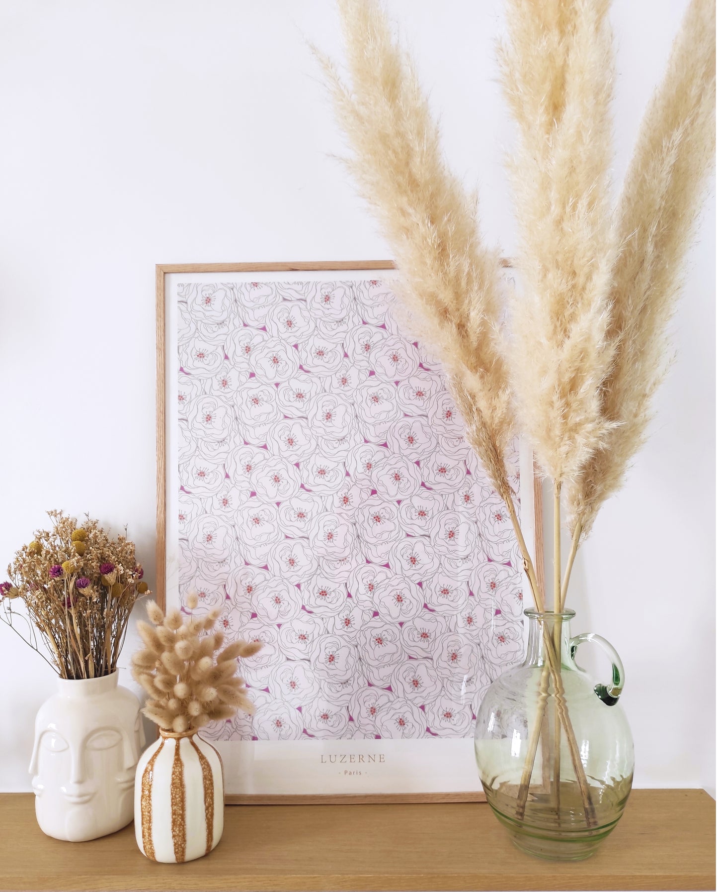 Renoncules fond rose