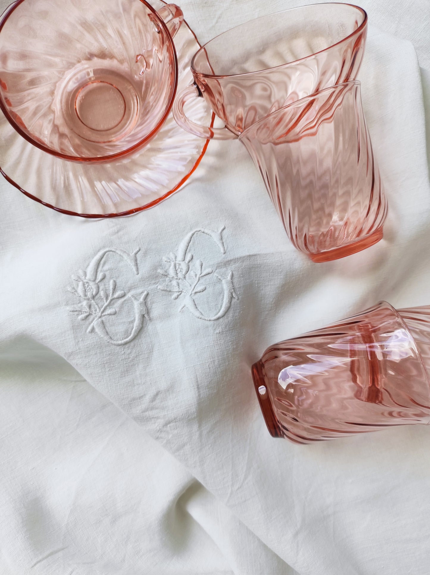 Torchon blanc monogrammé